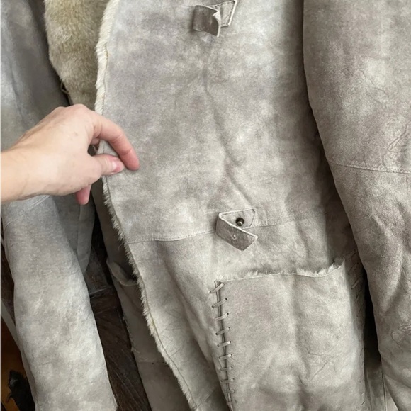 VTG ~RARE~ Newport News Genuine Leather Suede Coat Designer Lace Stitched XL NEW - Picture 3 of 8